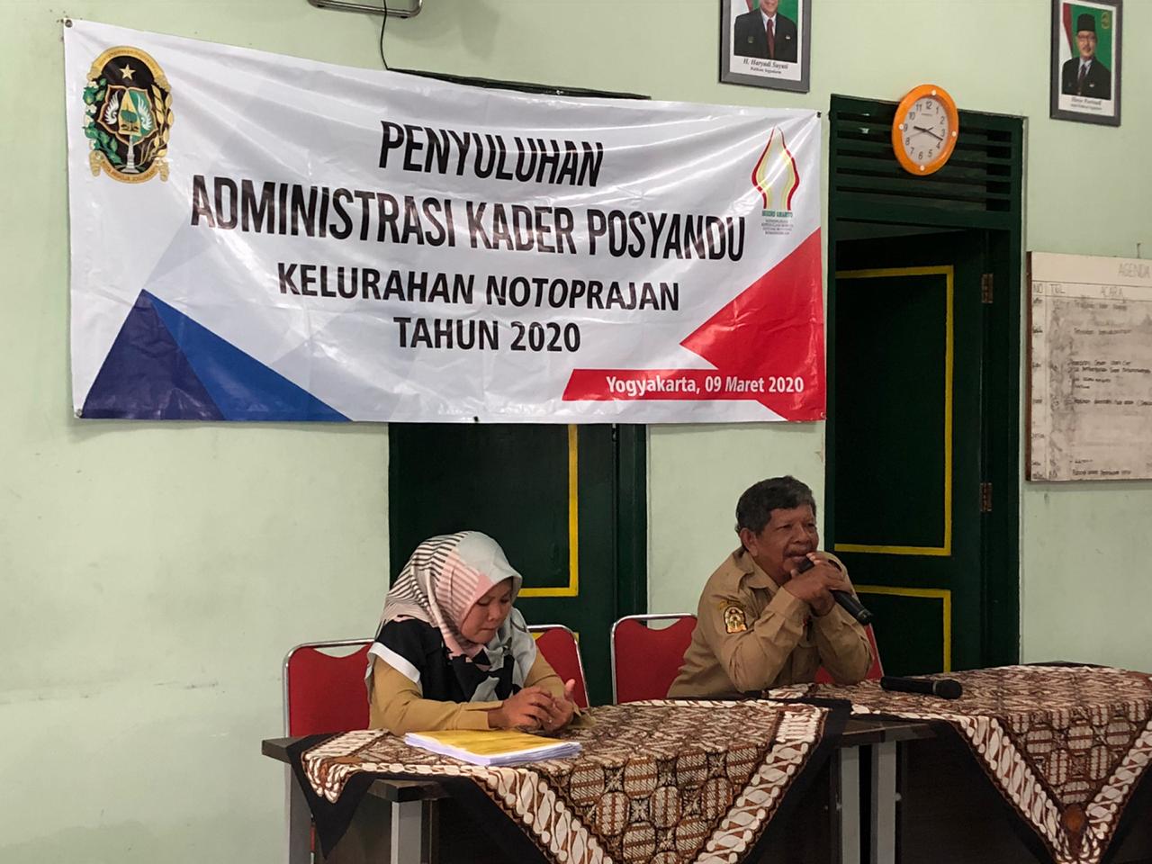 Pelatihan Aministrasi Kader Posyandu Kelurahan Notoprajan Tahun 2020 tanggal 09 Maret 2020